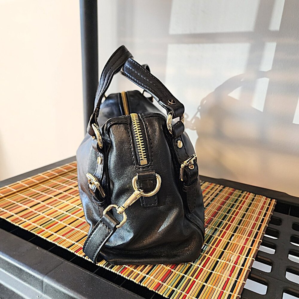 Michael Kors Black Leather Satchel with Cross Body Leather Strap - Picture 5 of 10